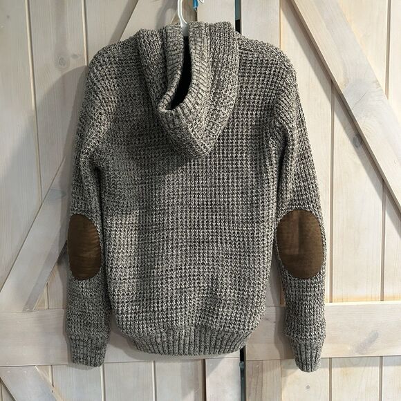 American Stitch Womens Hooded Sweater Medium Elbow Patch Pockets Warm Thick - Picture 5 of 12